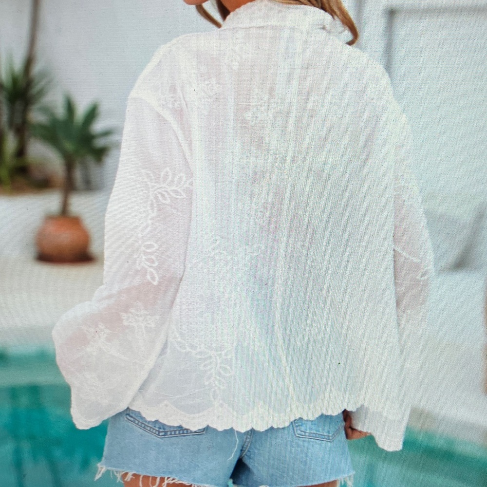 White Sheer Floral Blouse - Picture 2 of 4